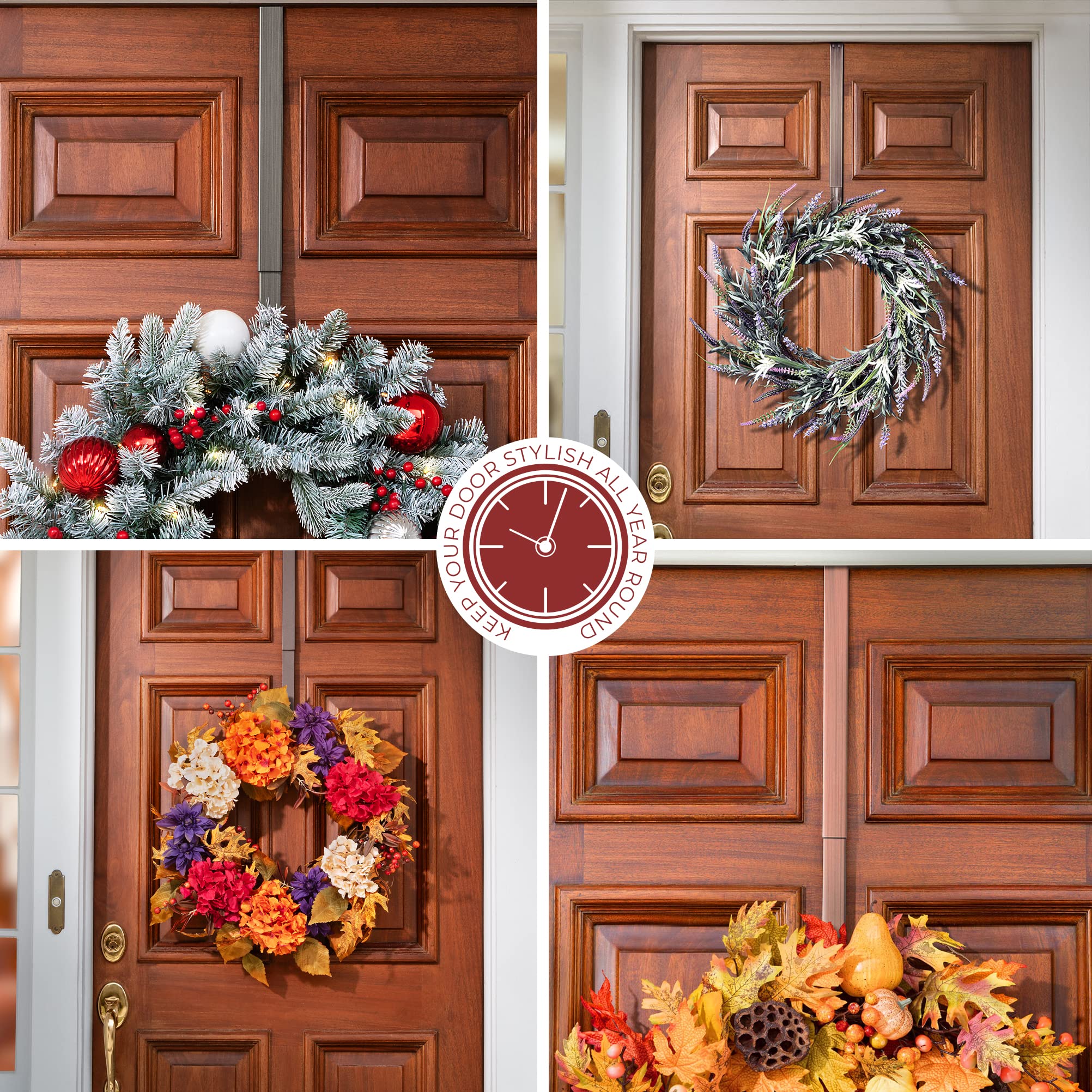 Haute Decor Adapt Adjustable Length Door Wreath Hanger - Wreath Hanger For Front Door - Extends From 16.5' To 25', Over Door H