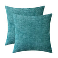 Calitime Pack Of 2 Cozy Throw Pillow Covers Cases For Couch Sofa Home Decoration Solid Dyed Soft Chenille 26 X 26 Inches Teal