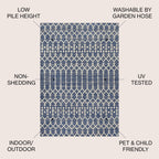 Jonathan Y Smb108K-4 Ourika Moroccan Geometric Textured Weave Indoor Outdoor Area-Rug, Bohemian Coastal Traditional Easy-Cleaning,Bedroom,Kitchen,Backyard,Patio,Non Shedding, 4 X 6, Navy/Beige