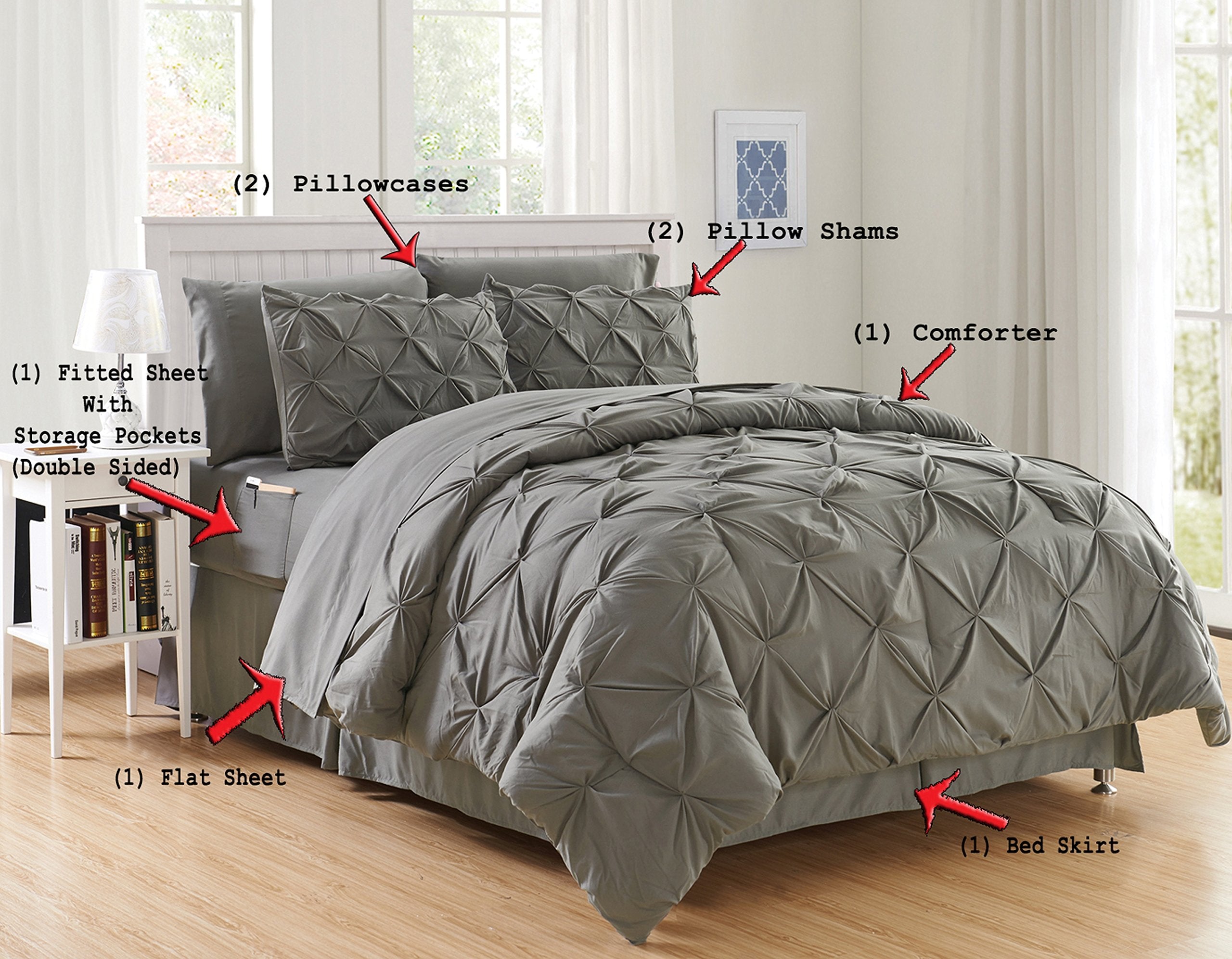 Elegant Comfort Luxury Best, Softest, Coziest 8-Piece Bed-In-A-Bag Comforter Set On Amazon Silky Soft Complete Set Includes Bed Sheet Set With Double Sided Storage Pockets, Full/Queen, Turquoise