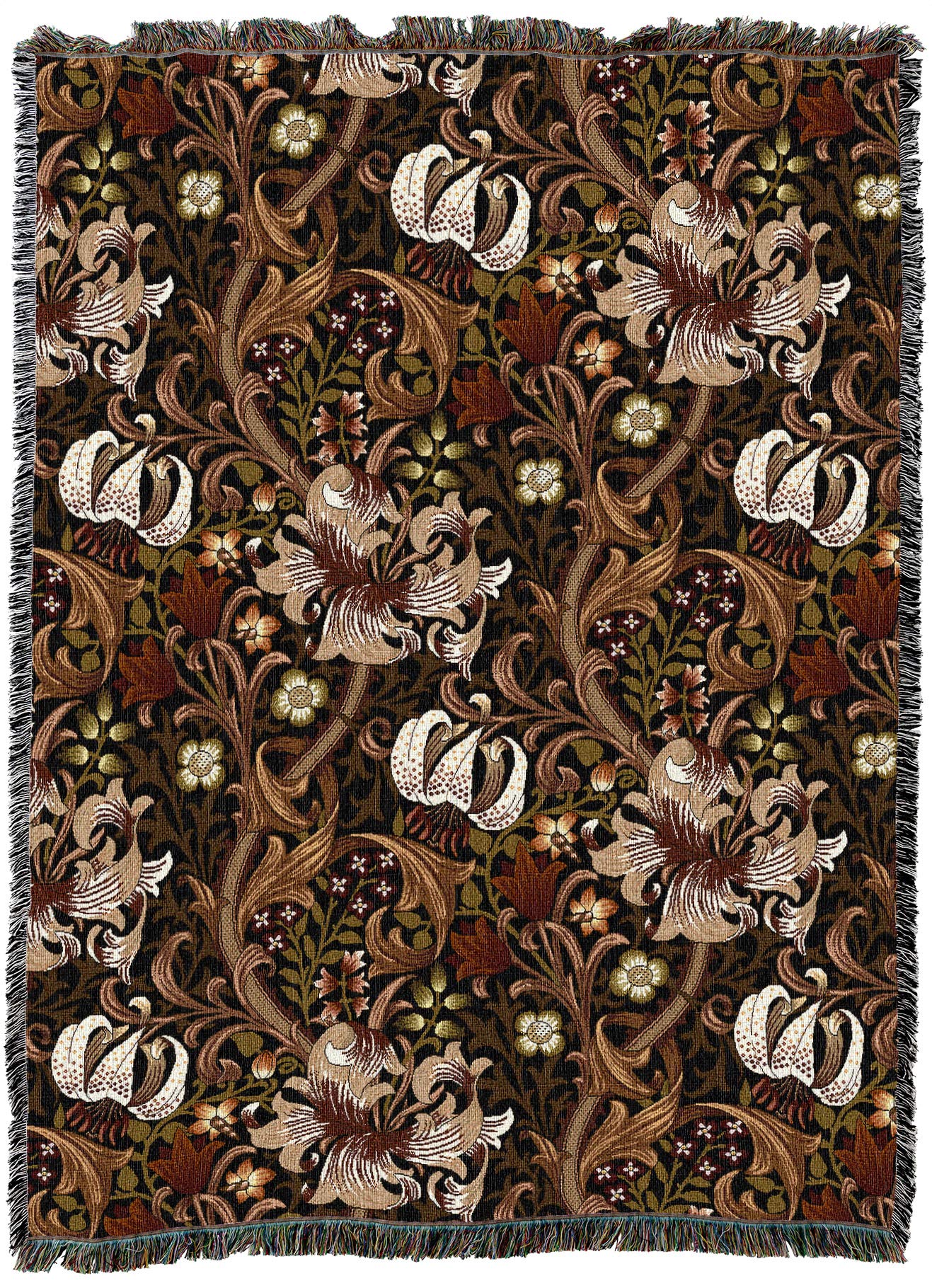 Pure Country Weavers William Morris Golden Lily Sienna Blanket Xl - Arts & Crafts - Gift Tapestry Throw Woven From Cotton - Made