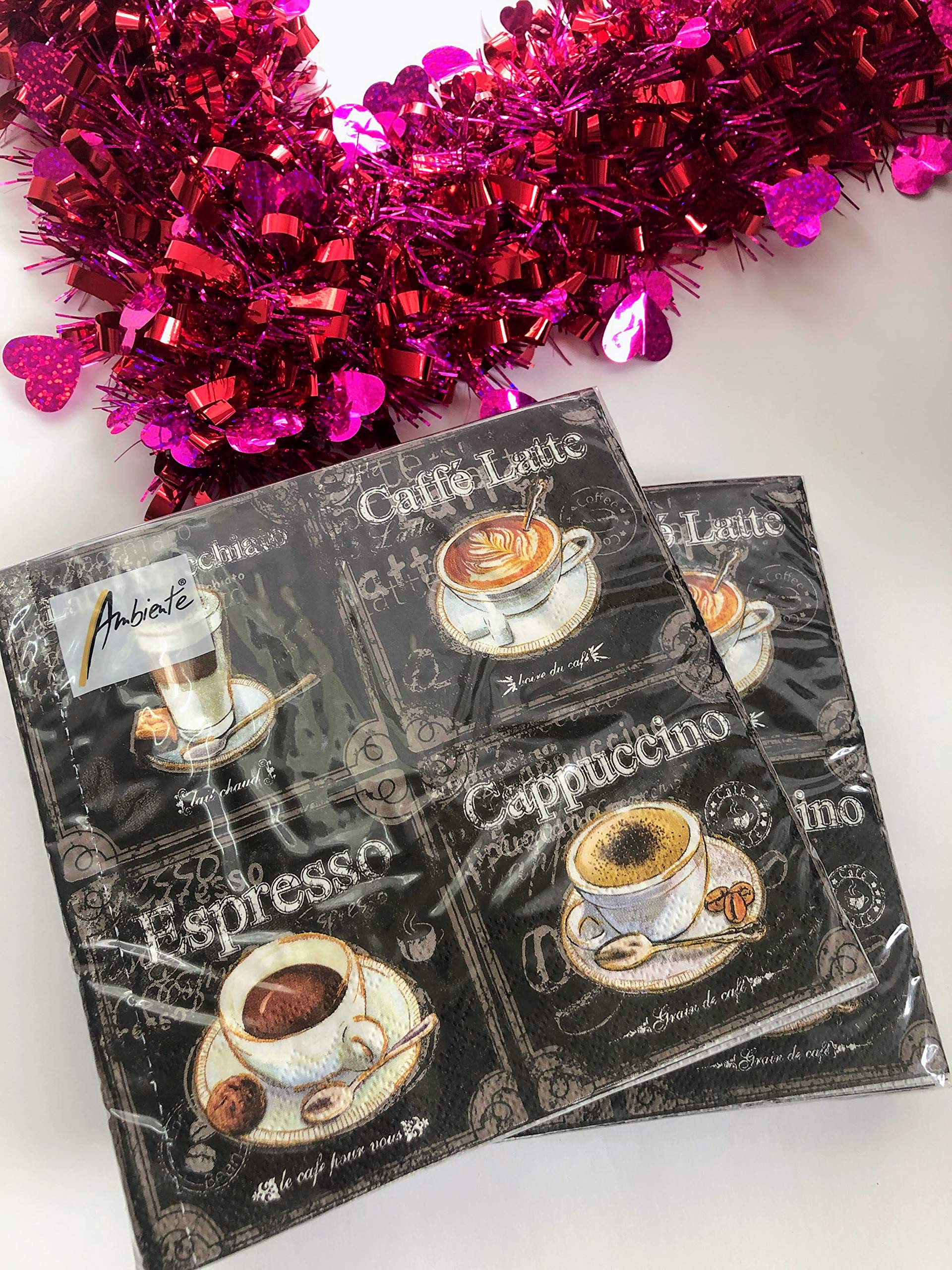 20-Ct Coffee Napkins Black And White Napkins Decorative Paper Napkins For Decoupage Fall Paper Napkins Tea Party Napkins Valenti