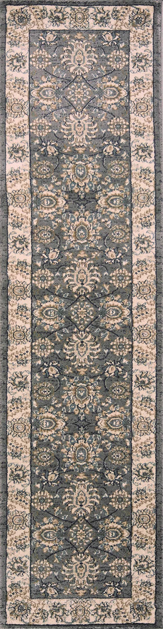 HomeRoots Decor 2' x 7'7' Runner Polypropelene Grey/Ivory Area Rug