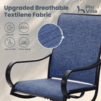 Phi Villa Patio Swivel Dining Chairs Set Of 4, All Weather Outdoor Chair With Textilene Mesh Fabric & Black Metal Frame For Outdoor Lawn Garden Poolside (Blue)