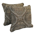 Blazing Needles Corded Square Jacquard Chenille Throw Pillow, 18", Grey Damask 2 Count