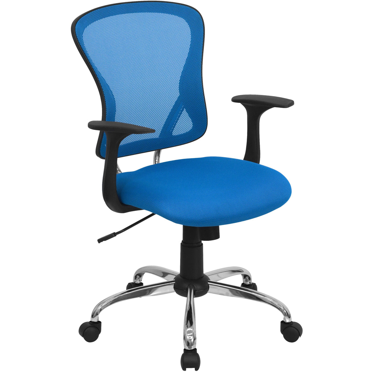 Flash Furniture Alfred Mid-Back Blue Mesh Swivel Task Office Chair with Chrome Base and Arms