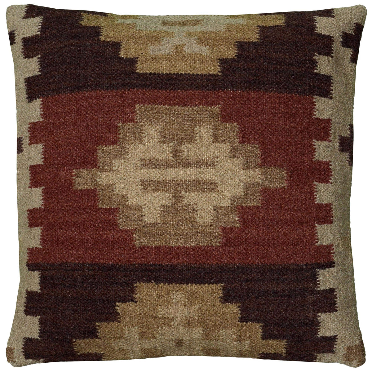 Rizzy Home | T05986 | 18&quot;x18&quot; Brown/Red/Neutral Decorative Pillow | Down Fill