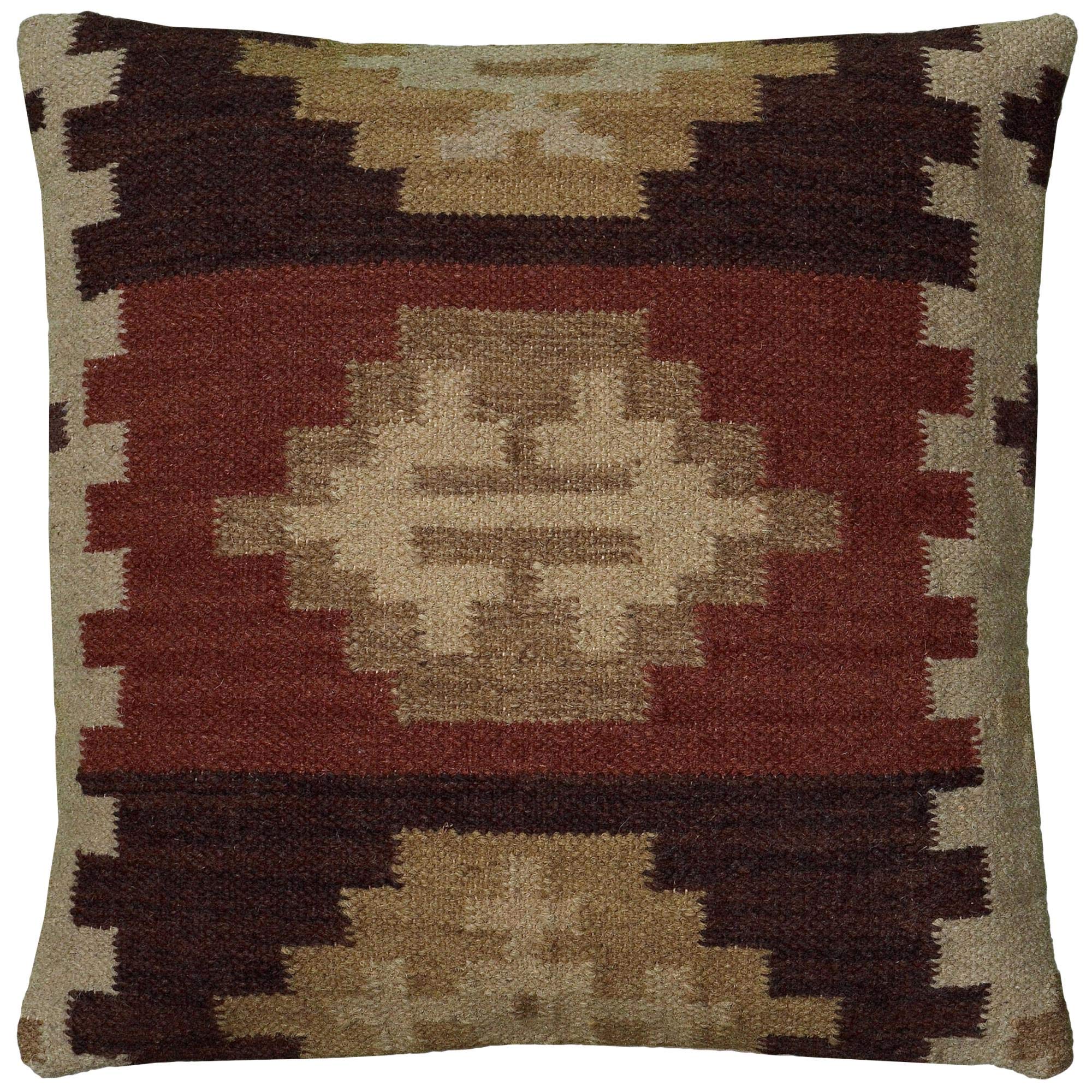 Rizzy Home | T05986 | 18"x18" Brown/Red/Neutral Decorative Pillow | Down Fill