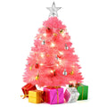 Prextex 23    Mini Pink Christmas Tree with Lights Ornaments & Presents - Small Pink Christmas Tree with Lights Pink Mini Christ