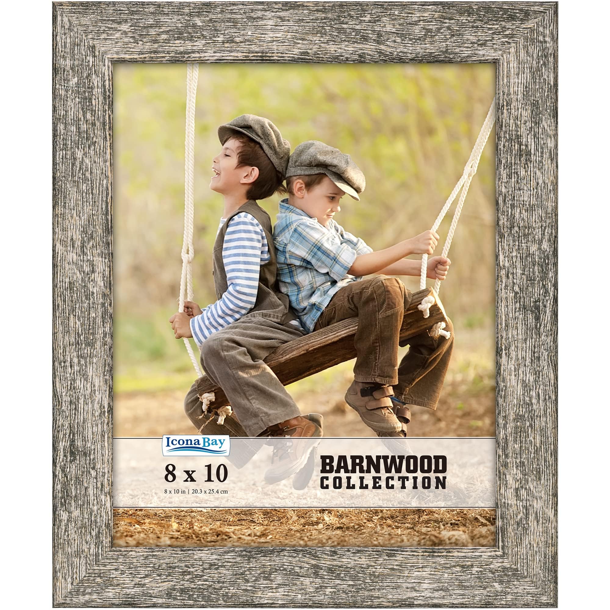Icona Bay 8x10 Brown Oak Picture Frame, Country Rustic Style 8 x 10 Photo Frame, Table Top or Wall Mount, Barnwood Collection