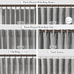 Joywell Linen Pinch Pleated Curtains 120 Inch Long,Back Tab Clip Rings Semi Sheer Light Filtering Soft Lightweight Drapes With Hooks Boho For Bedroom Living Room,W50 X L120,Grey,2 Panels Set