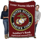 Pure Country Weavers Us Marine Corps - Emblem Blanket Red - Personalized - Custom Gift Military Tapestry Throw Woven From Cotton