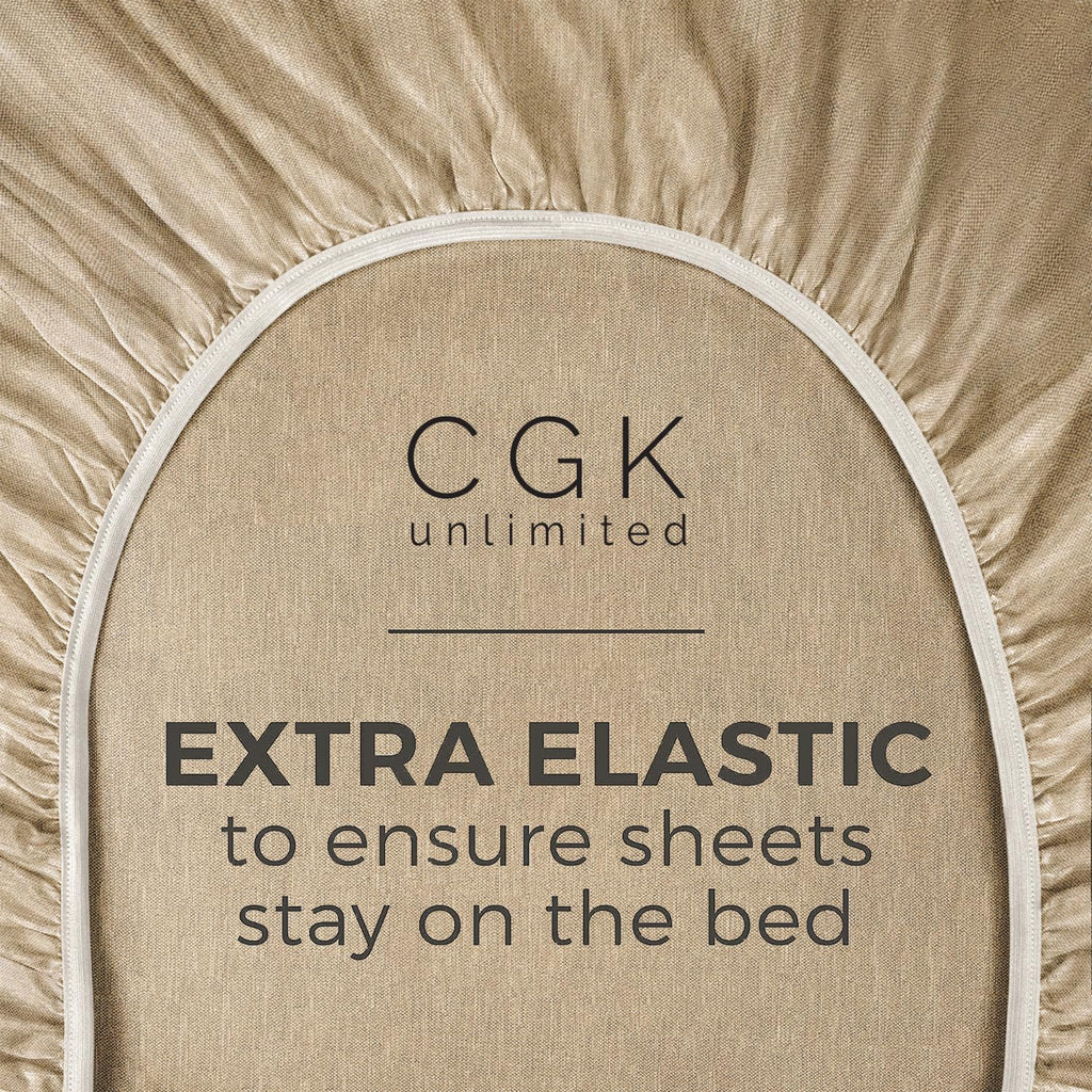 Cal King Size Fitted Bed Sheet - Hotel Luxury Single Fitted Sheet Only - Fits Mattress Up To 16 - Extra Soft, Wrinkle Free, & Breathable - Bottom Fitted Sheet - Heathered Tan Single Fitted Sheet Only