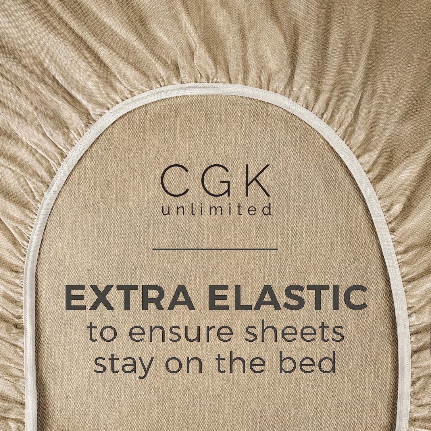 King Size Fitted Bed Sheet - Hotel Luxury Single Fitted Sheet Only - Fits Mattress Up To 16 - Extra Soft, Wrinkle Free, Breathable Sheet - Bottom Fitted Sheet - Heathered Tan Single Fitted Sheet Only