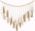 Decocove Large Macrame Wall Hanging with Wood Beads - Bohemian Wall Decor for Bedroom, Living Room and Kitchen - Cream and Beige