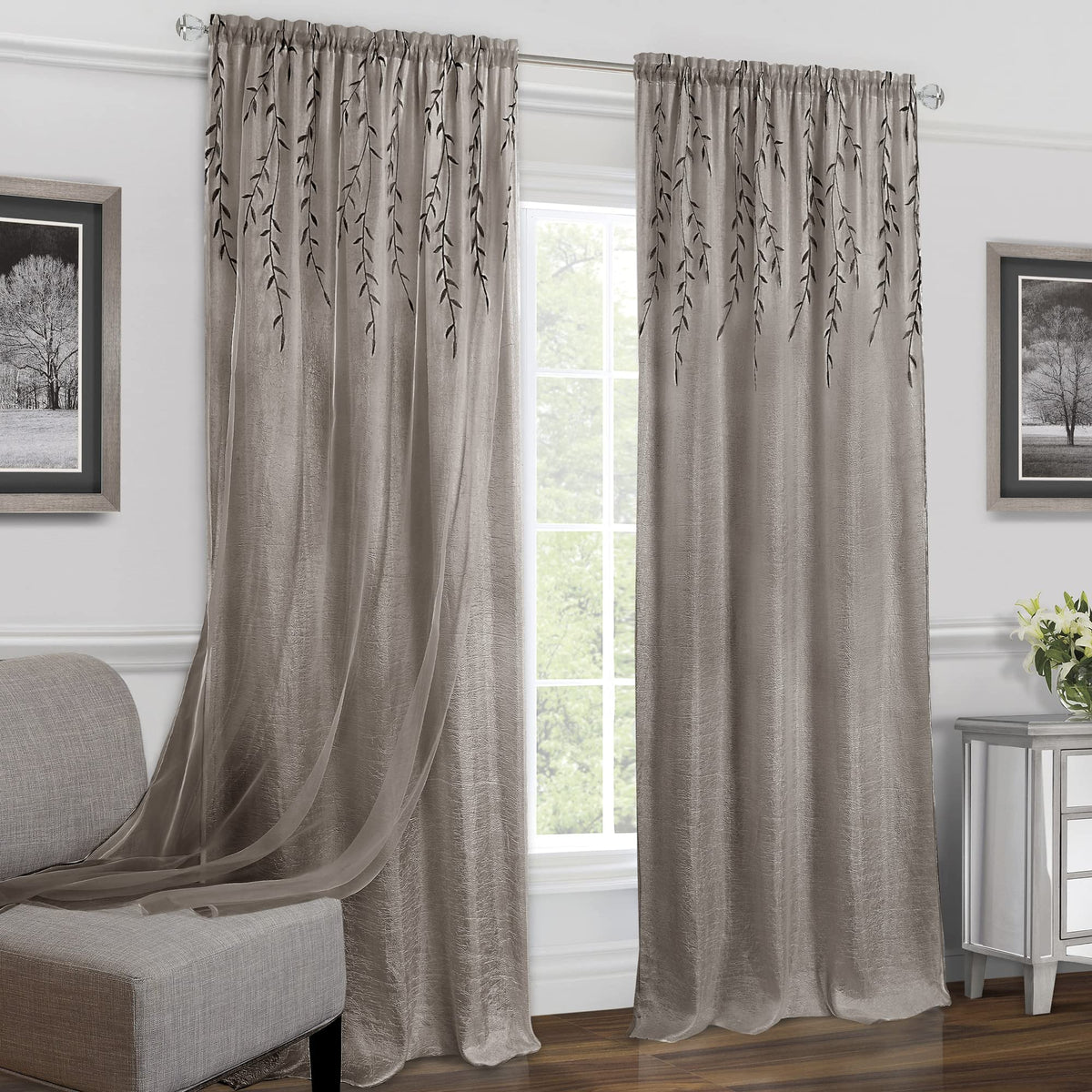Achim Home Furnishings Willow Rod Pocket Window Curtain Panel, 42 x 63, Toffee