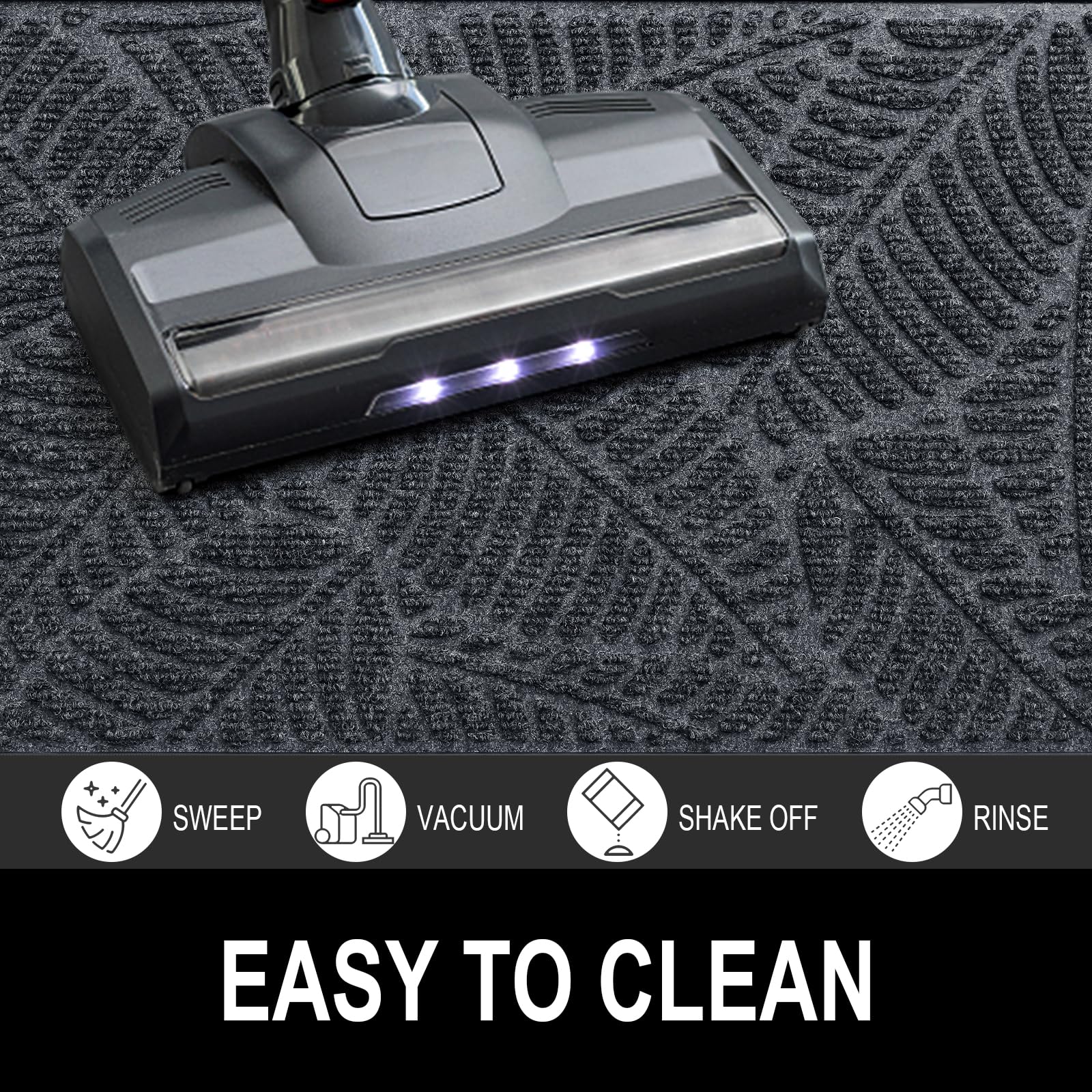 Colorxy Waterproof Doormat, Sturdy Natural Rubber Front Indoor Mat, Non Slip Low Profile Indoor Outdoor Door Mat, Stain And Fade Resistant Floor Mat, Easy Clean Patio Entrance Mat, 30''X17'', Grey