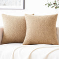 Mixhug Decorative Boucle Throw Pillow Covers, Camel, 18 X 18 Inches, Pack Of 2 - Textured Boho Pillow Covers For Couch And Bed