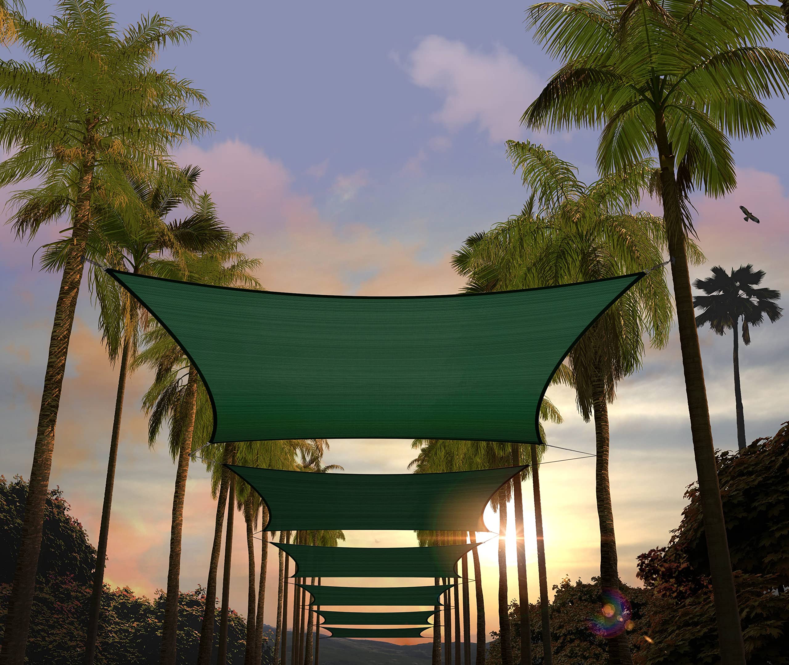 Amgo Custom Size 6' X 15' Green Rectangle Square Sun Shade Sail Upf50+ Agtapr1216, Order To Make Canopy Awning, 95% Uv Blockage,