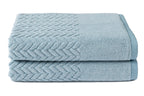 Texere 100% Organic Cotton Jacquard 650 GSM Premium Bath Towel Sets - Extra Absorbent Quick Dry and Plush (Cable, Smoke Blue, 2 