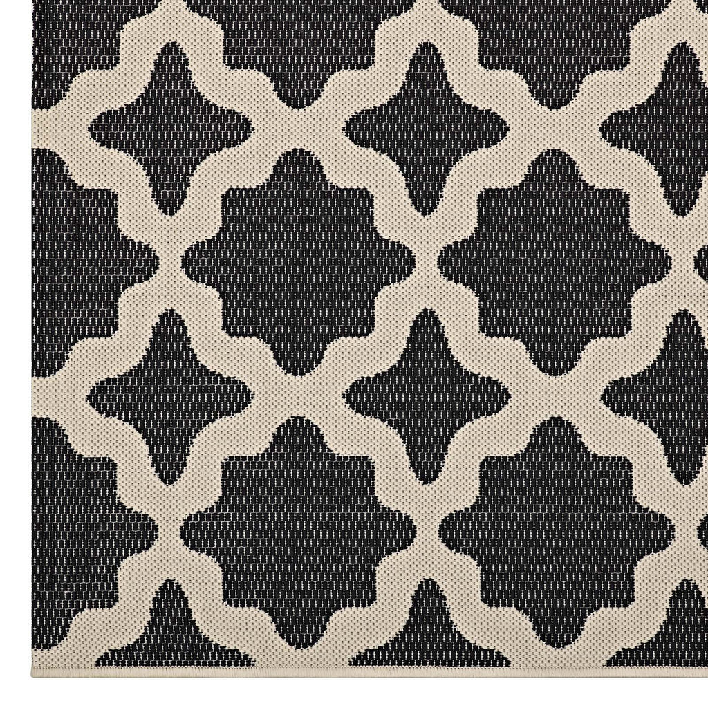 Modway Cerelia Moroccan Trellis 8X10 Indoor And Outdoor In Black And Beige