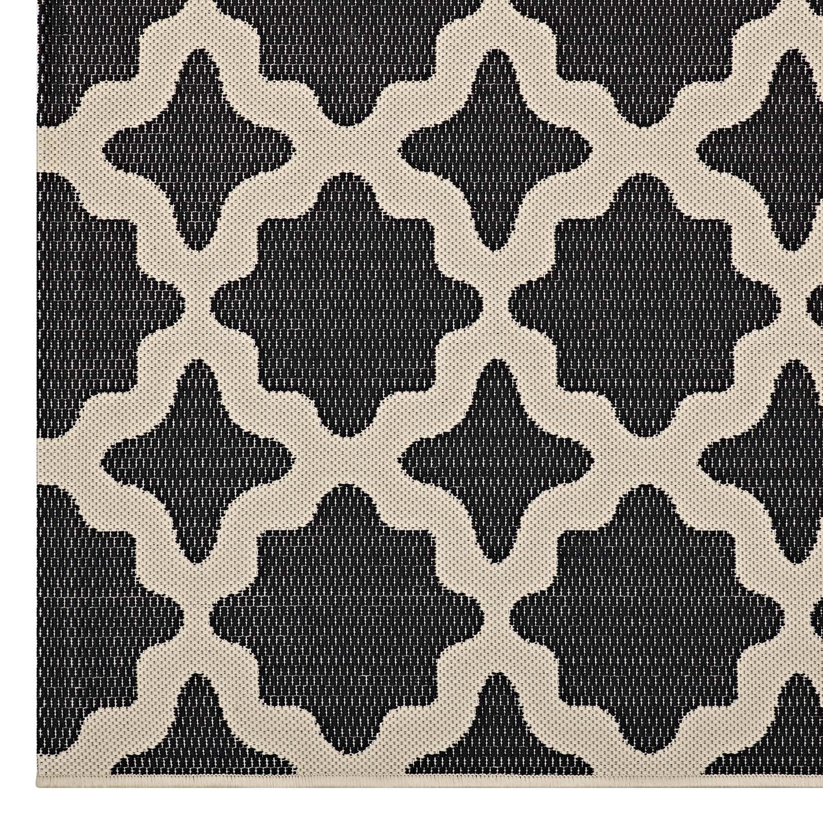 Modway Cerelia Moroccan Trellis 8X10 Indoor And Outdoor In Black And Beige
