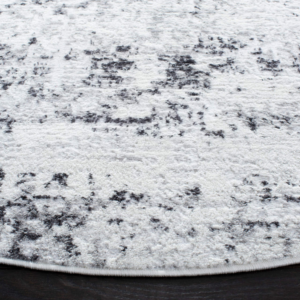 Safavieh Amelia Collection Area Rug - 3' Round, Ivory & Grey, Modern Abstract Design, Non-Shedding & Easy Care, Ideal For High T