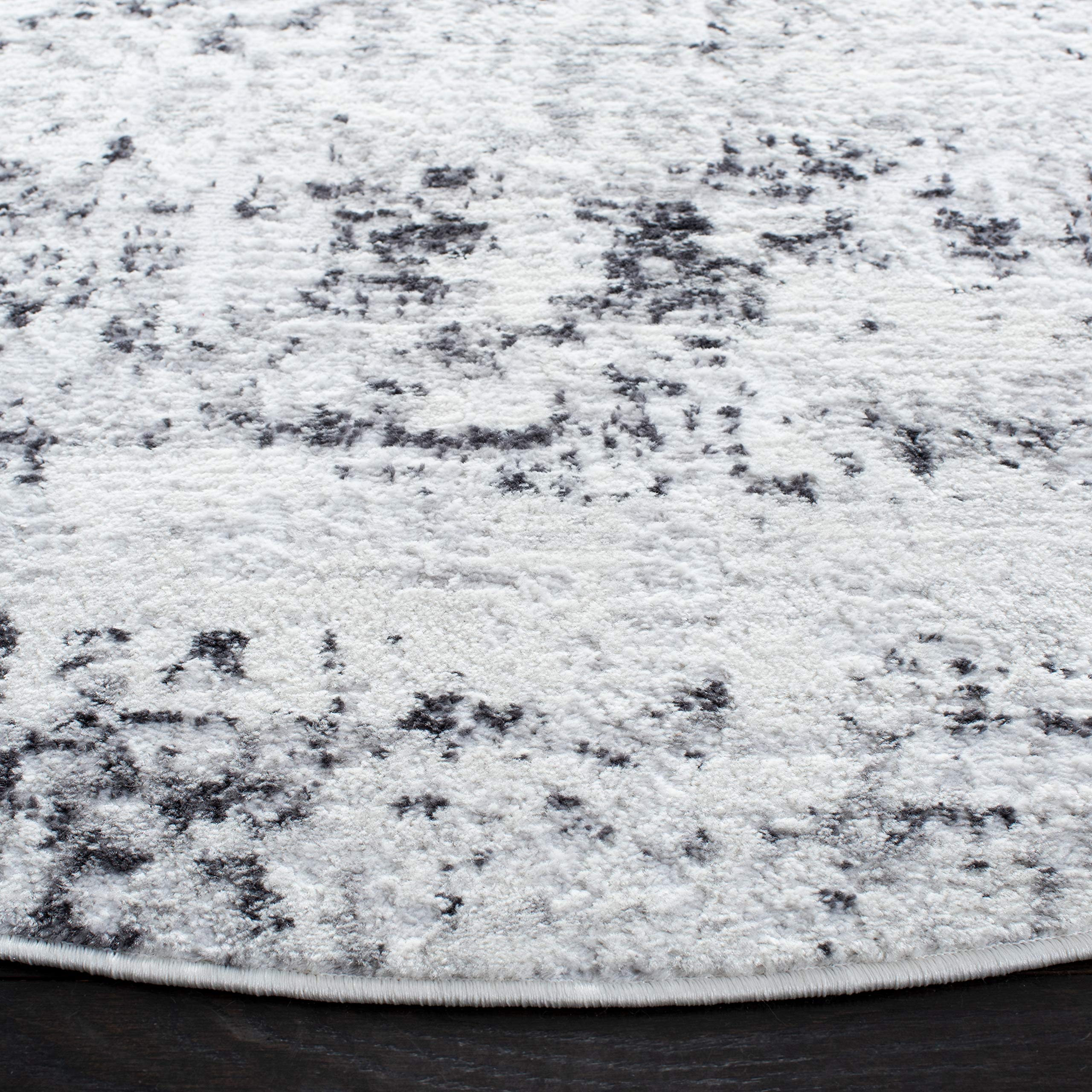 Safavieh Amelia Collection Area Rug - 3' Round, Ivory & Grey, Modern Abstract Design, Non-Shedding & Easy Care, Ideal For High T