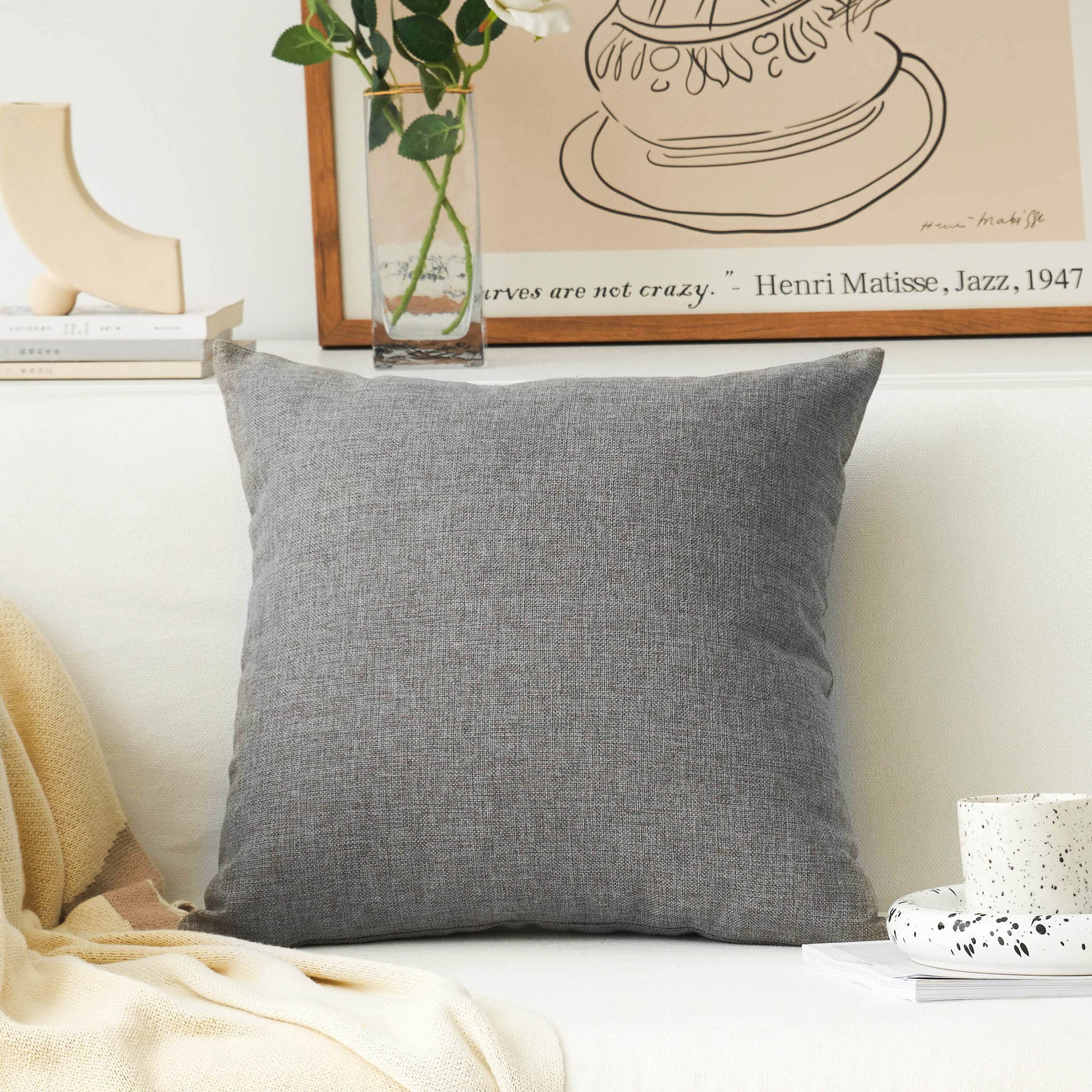 Home Brilliant Linen Large Throw Pillow Cover Euro Sham Cushion Cover For Bench Bed Sofa, 26 X 26 Inch(66Cm), Dark Grey