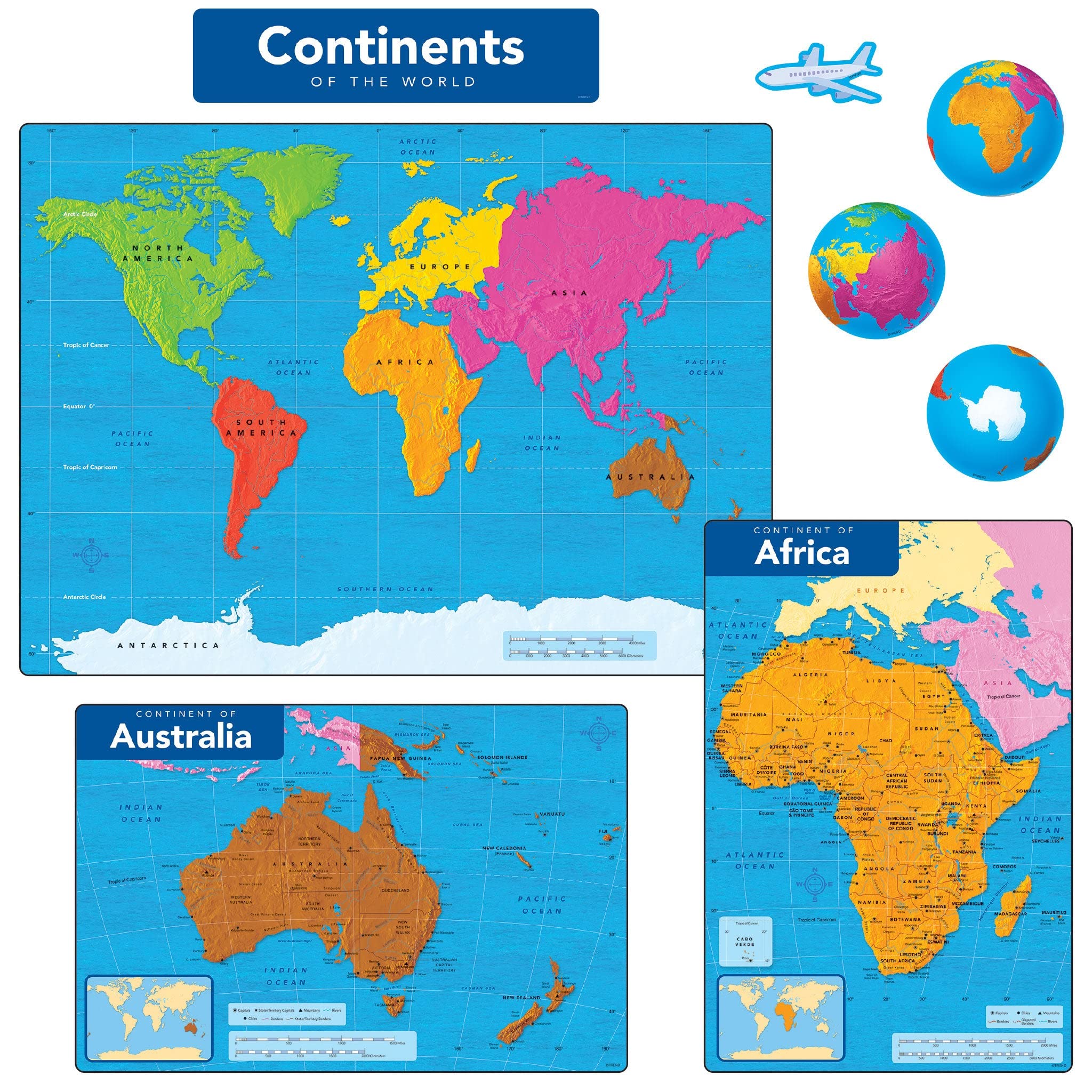 Continents Of The World Learning Set By Trend, 18 Pcs.