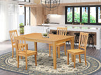 East West Furniture CAAN5-OAK-W 5 Piece Modern Dining Table Set Includes a Rectangle Wooden Table and 4 Dining Room Chairs, 36x60 Inch, Oak