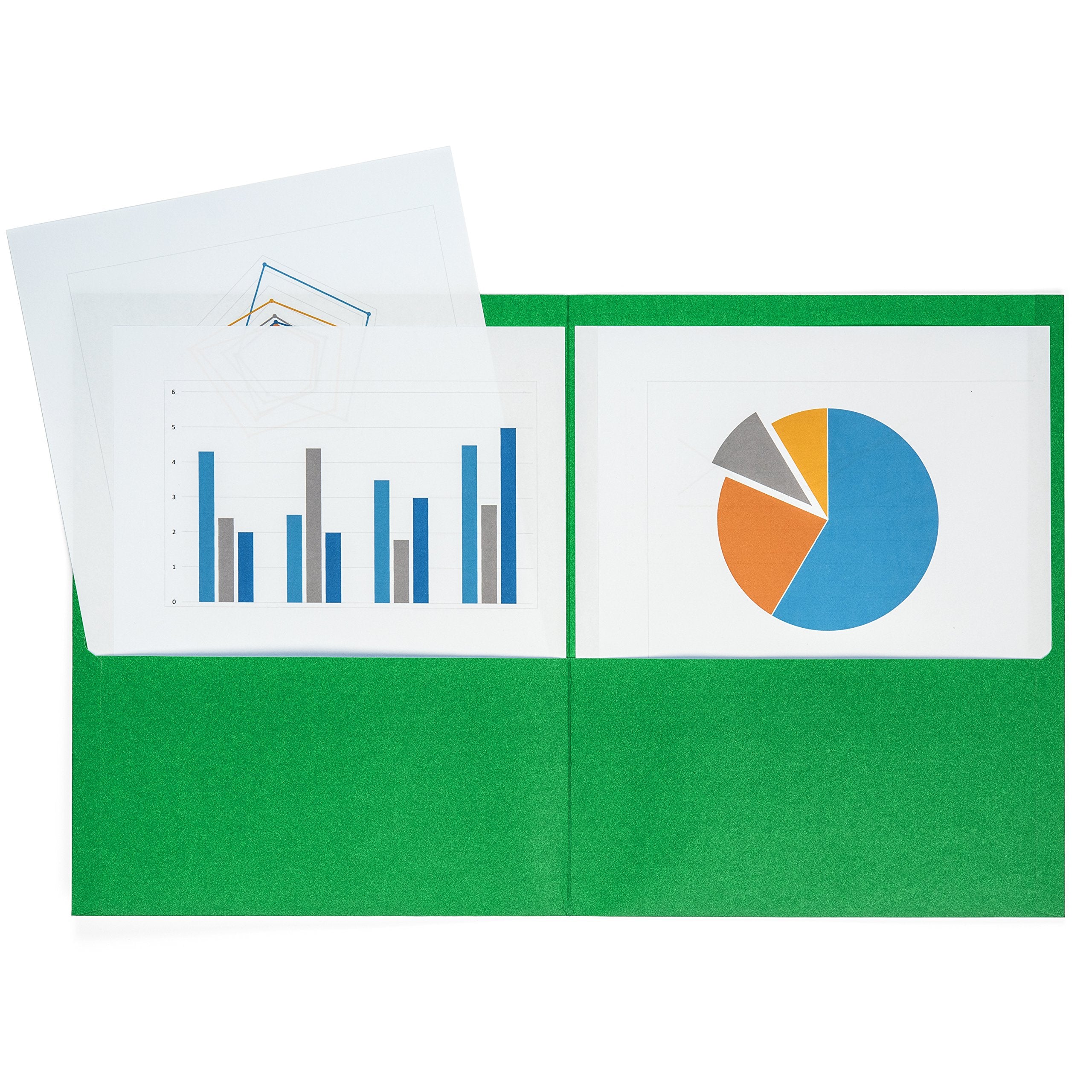 Blue Summit Supplies 25 Two Pocket Folders, Designed For Office And Classroom Use, Green, 25 Pack Colored 2 Pocket Folders