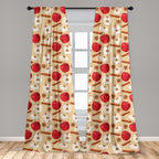 Ambesonne Fruits Window Curtains Pack Of 2, Quartered And Halved Apples With Cinnamon Sticks And Star Anise Diet Recipe, Lightwe