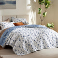 Bedsure Floral Quilt Set King - Reversible Blue & White Quilt Bedding Set, Daisy Design Bedspread, 3 Pieces Microfiber Lightweig