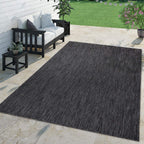 Solid Outdoor Rug For Patio Or Balcony Weatherproof In Mottled Anthracite, Size: 4'7' X 6'7'