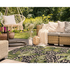 Liora Manne Marina Low Profile Durable Indoor/Outdoor Woven Rug- Safari Green 6'6' X 9'4'