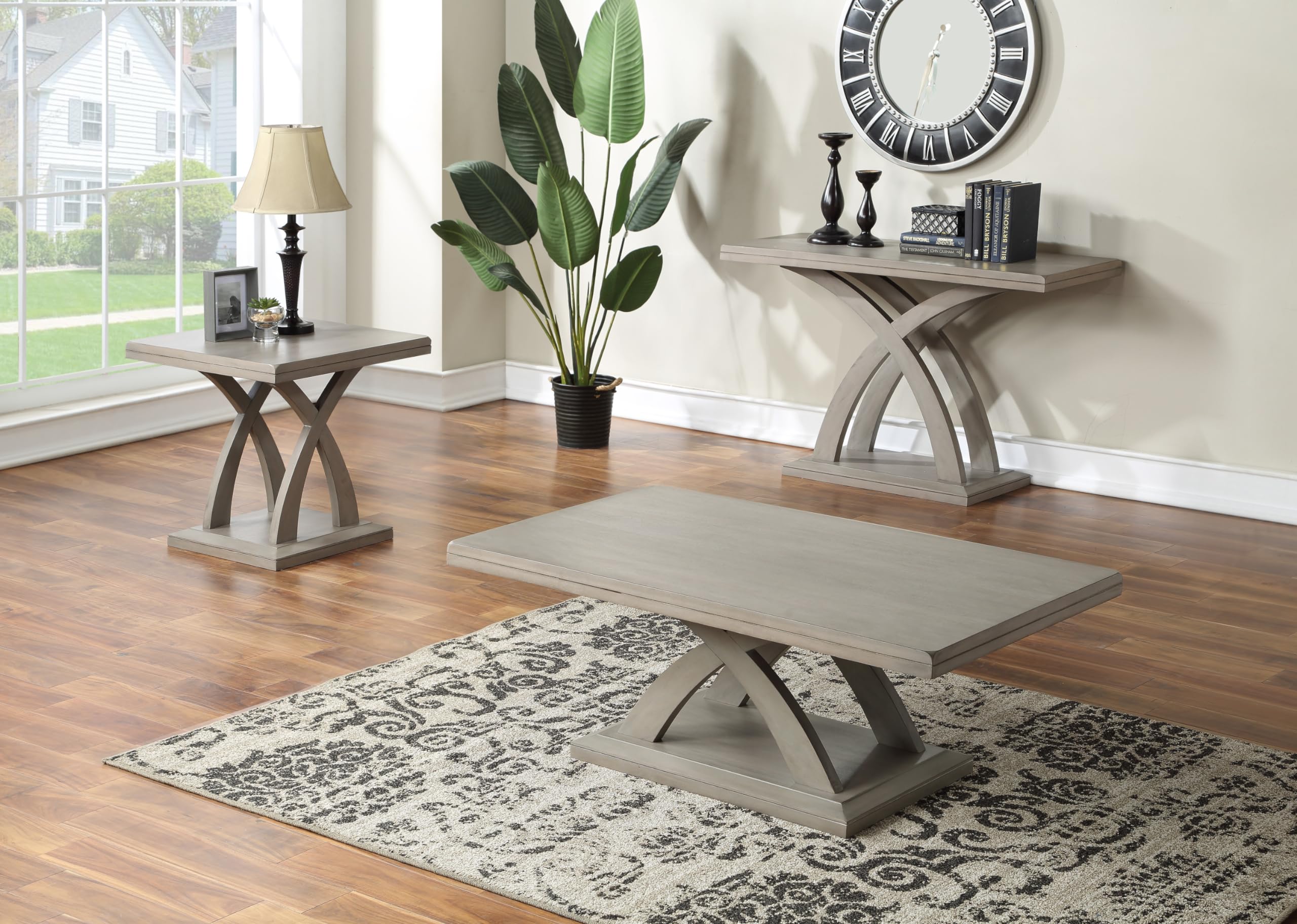 Steve Silver Jocelyn Grey Decorative Base and Double Edge Top, Constructed from Hardwood Solids and Mango Veneers Sofa Table, 48 x 18 x 30