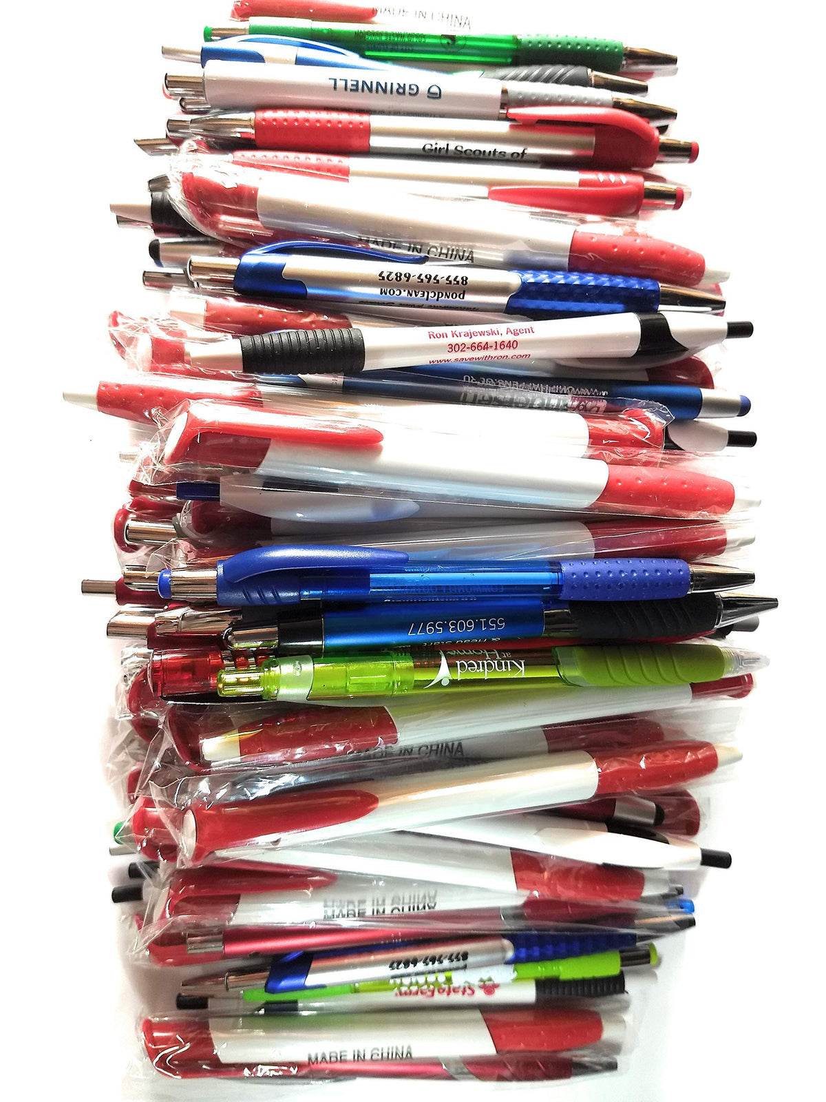 Wholesale Lot Of 100 Misprint Ink Pens Ball Point Plastic Retractable Pens Mixed