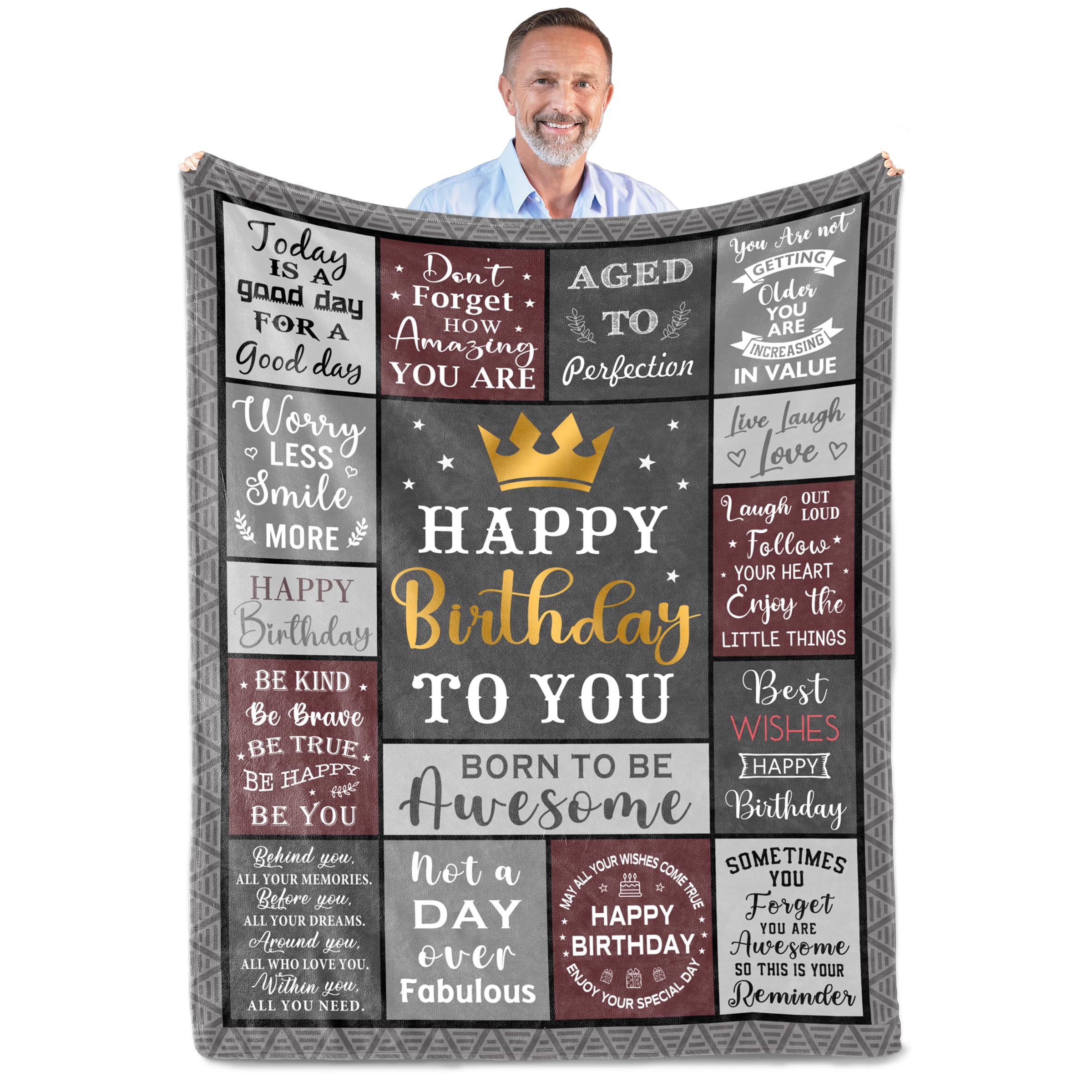 Fouca Birthday Gifts For Men/Dad/Boyfriend/Him, Dad/Husband Birthday Gifts Throw Blanket 60' X 50', Mens Birthday Gifts Ideas,