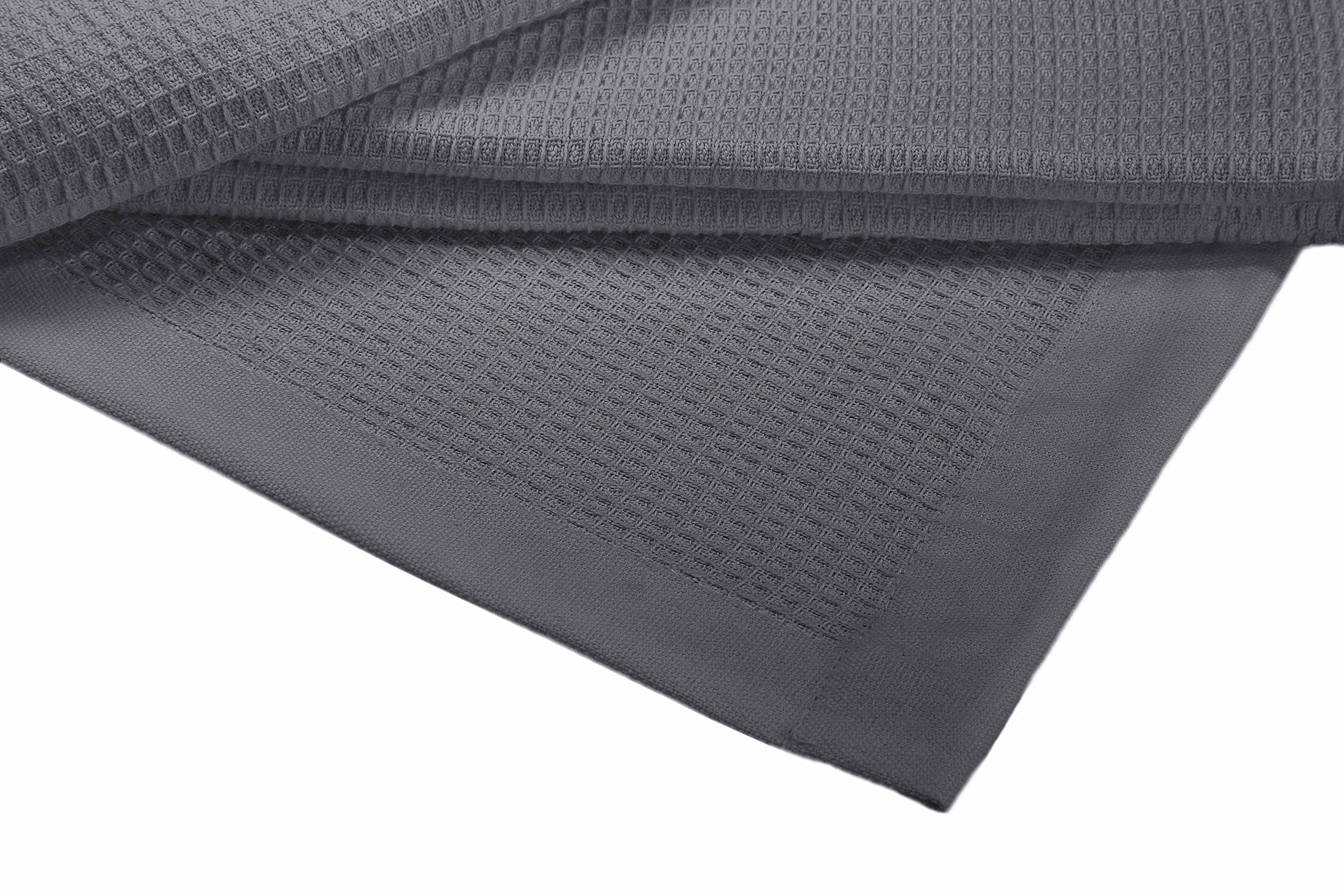 Crover Collection All Season Thermal Waffle Cotton King Blanket 108'X90' Dark Grey With Deep Plain Edge Border Durable And Sof