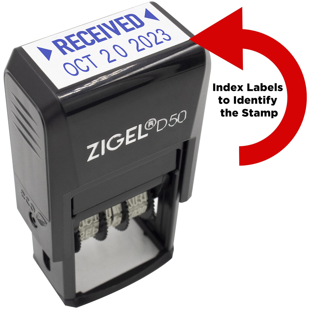 Zigel D50 Date Stamp With Your Custom Text - Self Inking Date Stamp - Blue