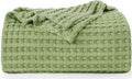Utopia Bedding Cotton Waffle Blanket 300 Gsm (Sage Green - 90X108 Inches) Soft Lightweight Breathable Bed Blanket King Size Laye