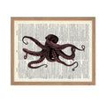 Poster Master Dictionary Art Poster - Brown Octopus Print - Octopus Art - Kraken Art - Gift for Men, Women, Animal Lover - Nauti