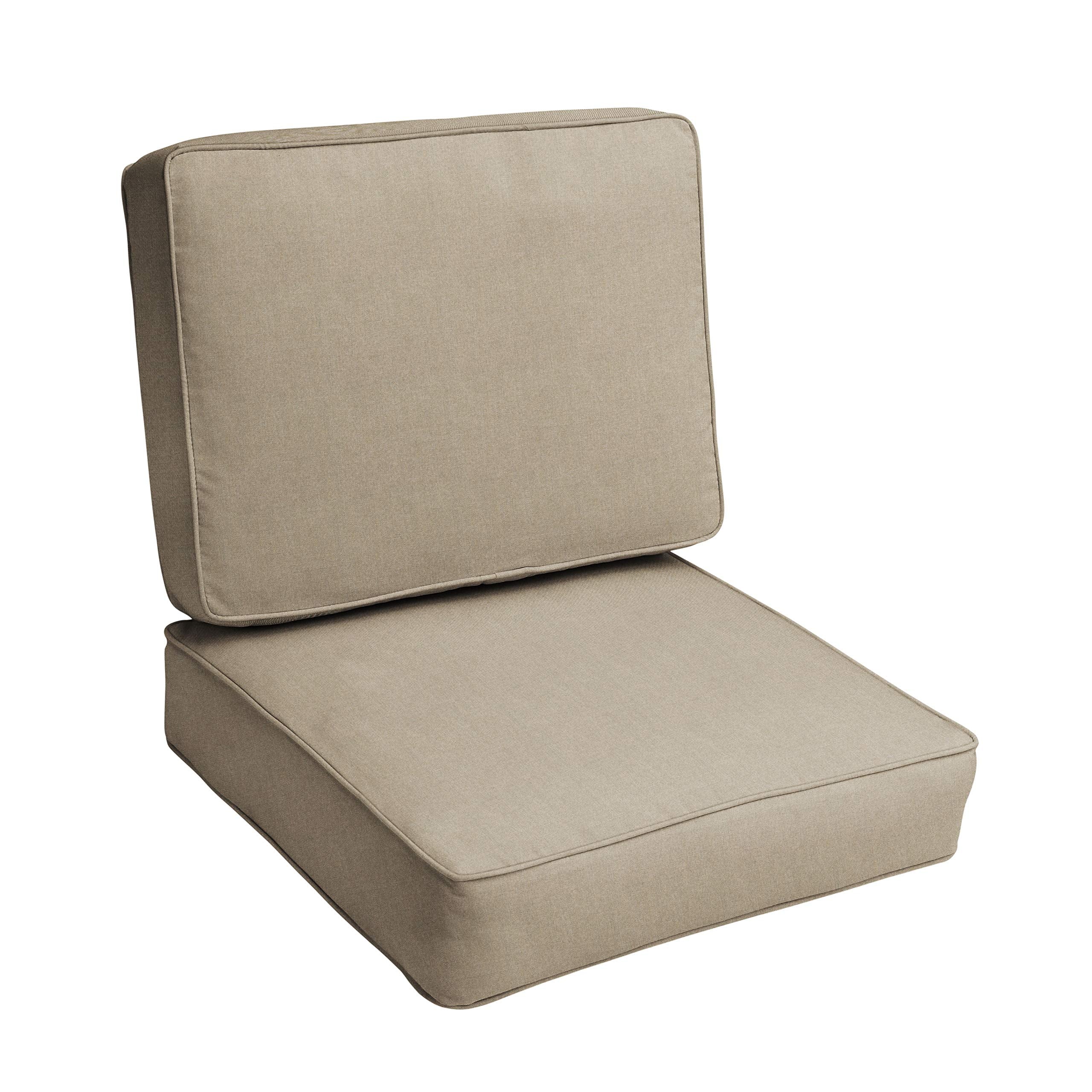 Sorra Home Sunbrella Canvas Taupe Outdoor Seat And Back Cushion Set, 23.5 In X 23 In X 5