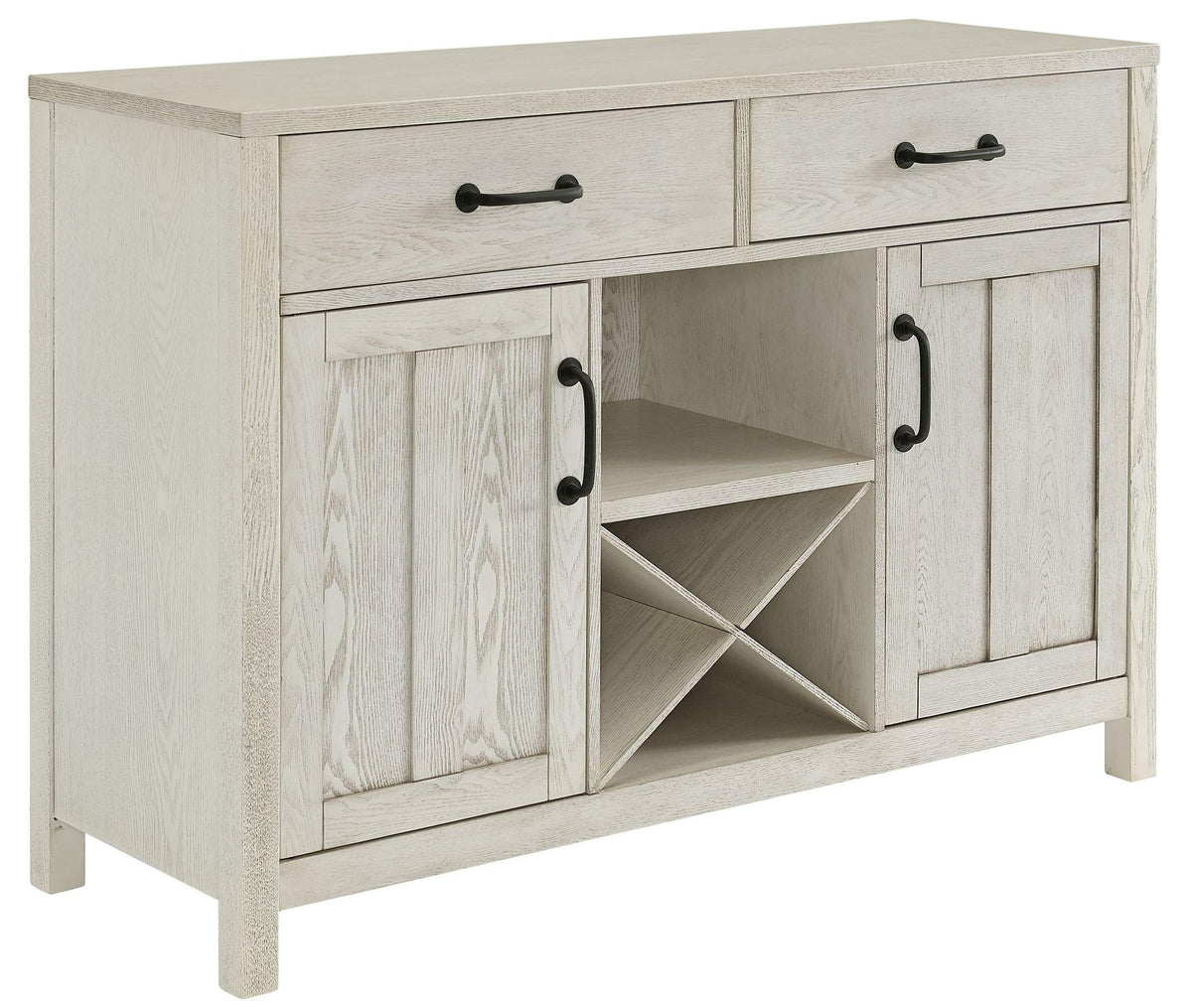 Crosley Furniture Roots Modern Farmhouse Sideboard Buffet Cabinet With Storage, Whitewash