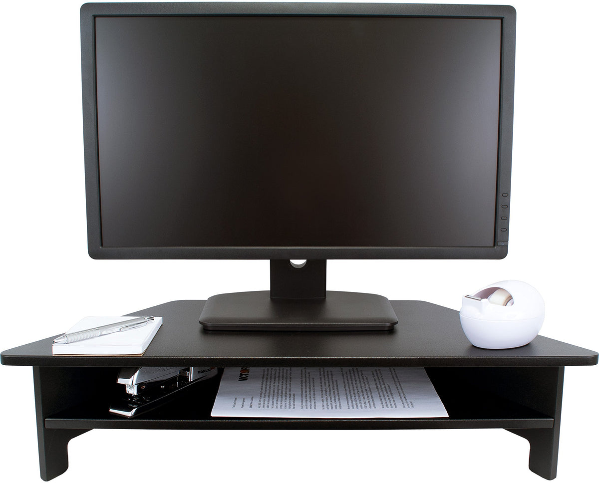 Victor DC050 High Rise Monitor Stand, Raises Monitor to Ergonomic Level, Sturdy Wood Construction, Corner Shelf, Compatible with