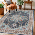 Washable Oriental Area Rug - 3x5 Rugs for Living Room Soft Carpet for Bedroom Waterproof Floral Distressed Indoor Stain Resistan