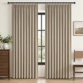 Pinch Pleated Blackout Curtains 60 Inches Wide for Living Room, Room Darkening Linen Blend Tan Viral Large Window Curtain for Be