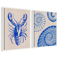 Sylvie Lobster and Ocean Charms 1 Framed Canvas Art Set by Nikita Jariwala