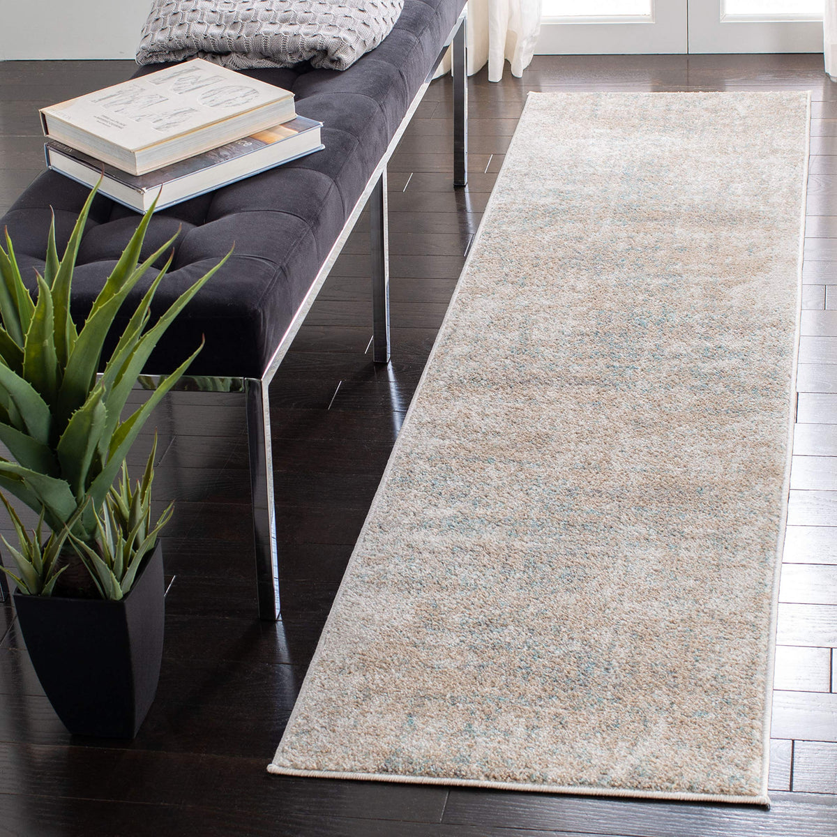 SAFAVIEH Adirondack Collection Runner Rug - 2'6'' x 14', Beige & Slate, Modern Abstract Design, Non-Shedding & Easy Care, Ideal 